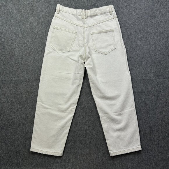 Zara High Waist Cropped Jeans Women's Size 30 Button Fly White Denim NWT - Picture 3 of 13